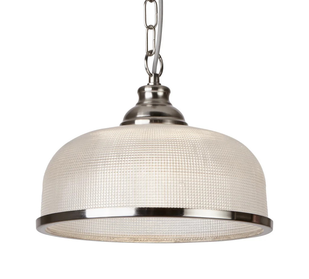 Ceiling Light Silver Bistro II Single Pendant Satin Searchlight 1682SS