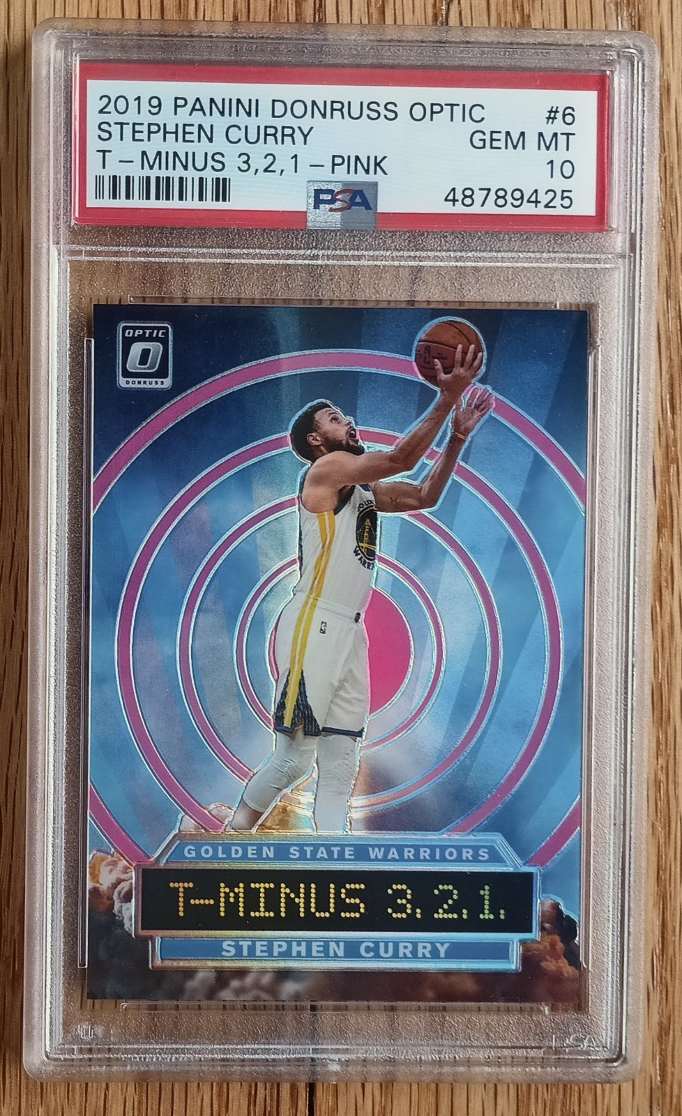 2019 Donruss Optic T Minus 3 2 1 #6 Pink Holo Prizm /25 Stephen Curry SP PSA 10