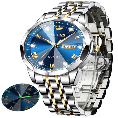 OLEVS Herrenuhr Edelstahl Luminous Business Kleidung Uhr Silber Gold