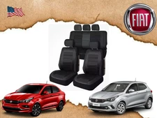 For all Fiat car seat cover full set 5 seats front rear eco leather black tight