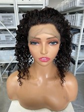 Selling fast 12inch Deep Wave 360 Green Lace Frontal Human Hair For Black Women
