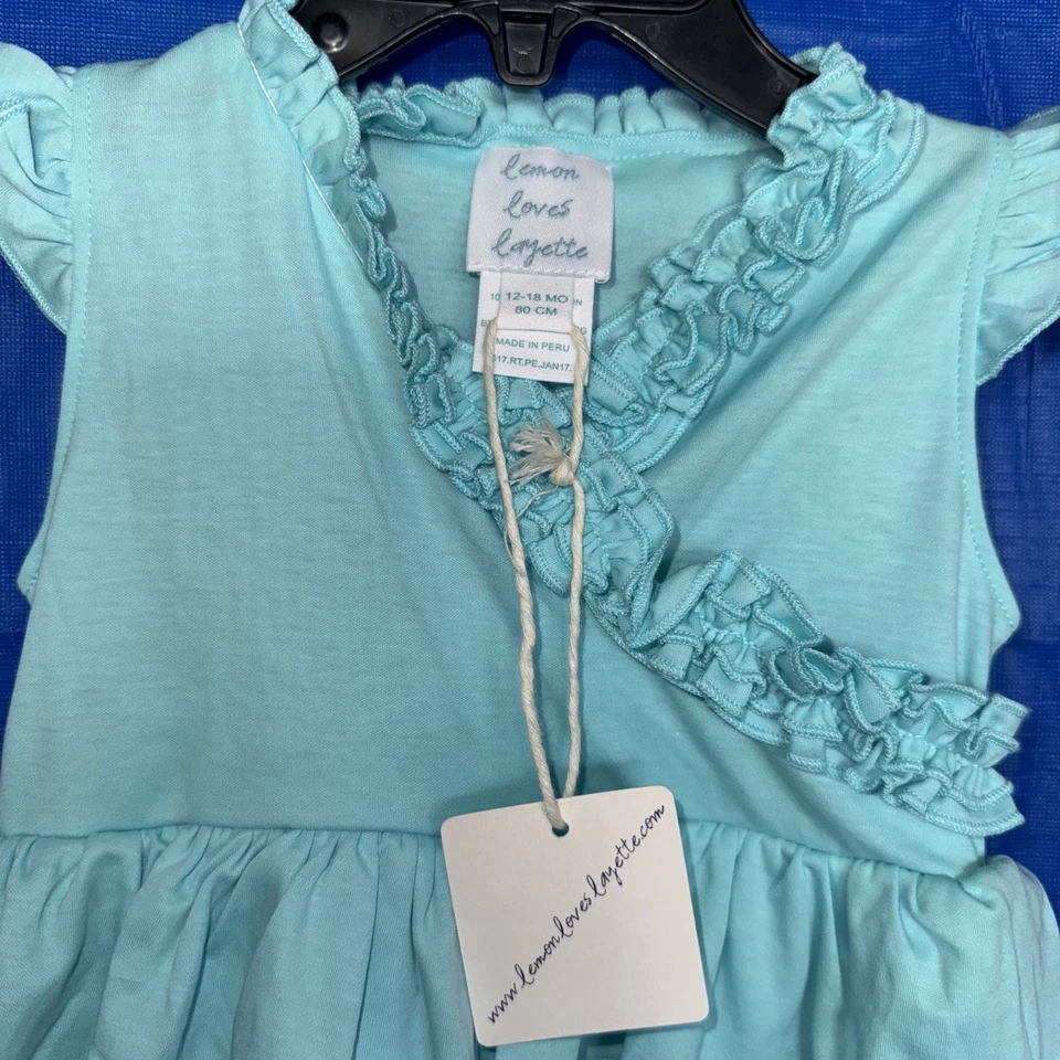 Nuevo con etiquetas Mameluco Teal Boutique Lemon Loves Layette Lotus Bebé Niña 12-18 Meses #127 Foto 2 de 4
