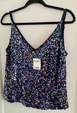 Next Women’s Sequin Vest Cami Top Size 10 New with Tags Stunning Sparkle