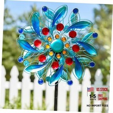 360  Solar Wind Spinners for Yard and Garden - Outdoor Metal Wind Blue