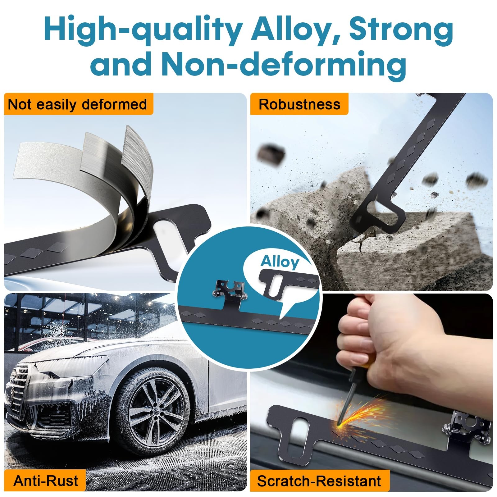 No-Drill Camera License Plate Bracket - Adjustable Mount for Backup Black 