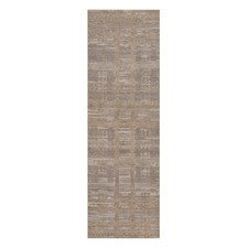 2'6"x8' Brown Hand Knotted Modern Criss Cross Erased Design Pure Wool Runner Rug