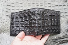 Full Genuine Crocodile Horback Leather Skin Men's Bifold Wallet Real Black G21