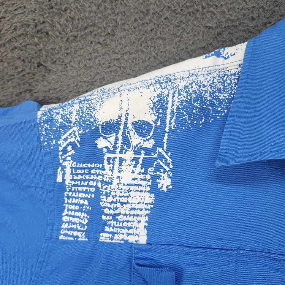 State Property Shirt Mens 2XL Blue Short Sleeve Button Front Skull Graphic - Image 4 of 4