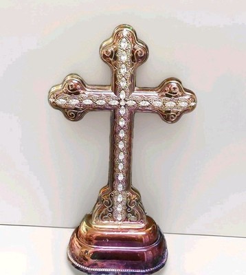 Golden Cross, Beautiful Rhinestone Christian Alter Cross Mantle Display