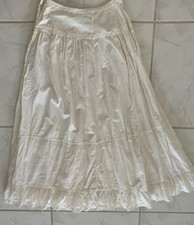 Antique Victorian Edwardian Ivory Cotton Petticoat Skirt 1910s Lace Hem SMALL