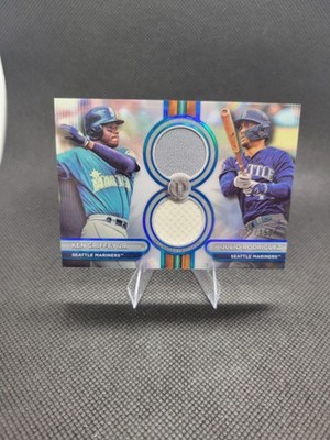 2024 Topps Dual Relics Ken Griffey Jr, Julio Rodriguez #DR2-GR Blue /150