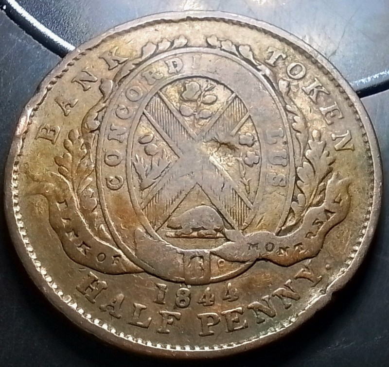 (May26) 1844 Bank of Montreal Canada large Half Penny Token