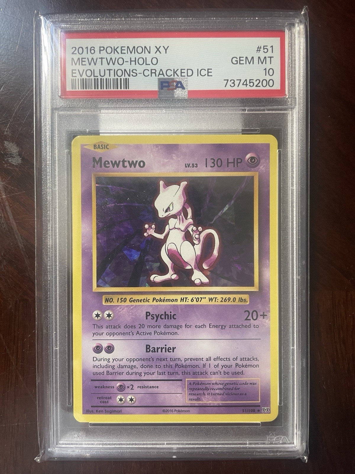 Mewtwo Evolutions XY Cracked Ice Holo Pokemon Card #51 PSA 10 Gem Mint