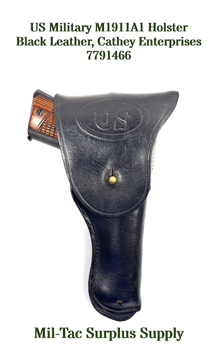 Vintage US Military M1911A1 Holster, Black Leather, Cathey