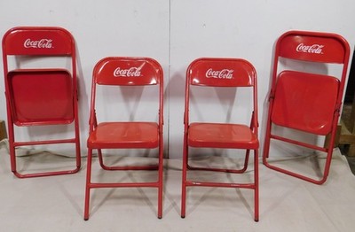 Set of 4 Coca Cola Metal Foldable Chairs-Mexican-Restaurant-Bar-Soda-Chair