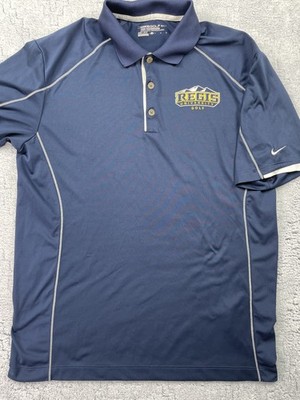 Nike Mens Navy Polo Shirt L Dri-FIT Regis University Logo Collard short sleeve