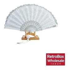 DERAYEE Folding Fan Japanese Style Summer Festival Gift White Lace Pattern