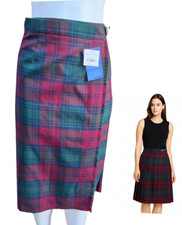 James Pringle Weavers Kilt Womens 10 Red Tartan Plaid Wool Blend Skirt NWT