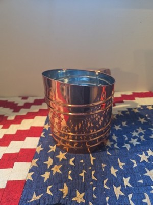 Vintage Copper Foley Sift Chine Triple Screen Flour Sifter Kitchen Tool.  5.5  T