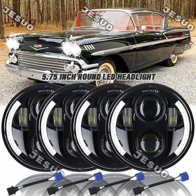 4pcs 5.75'' 5-3/4'' LED Projector Headlights Hi/Lo Beam For Chevy Bel Air Corvette