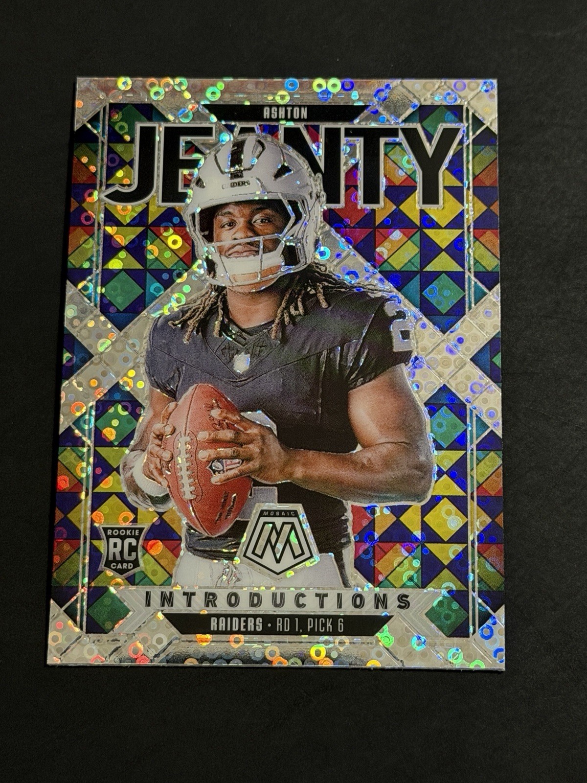 2025 PANINI MOSAIC #3 ASHTON JEANTY ROOKIE INTRODUCTIONS NO HUDDLE PRIZM SP RC