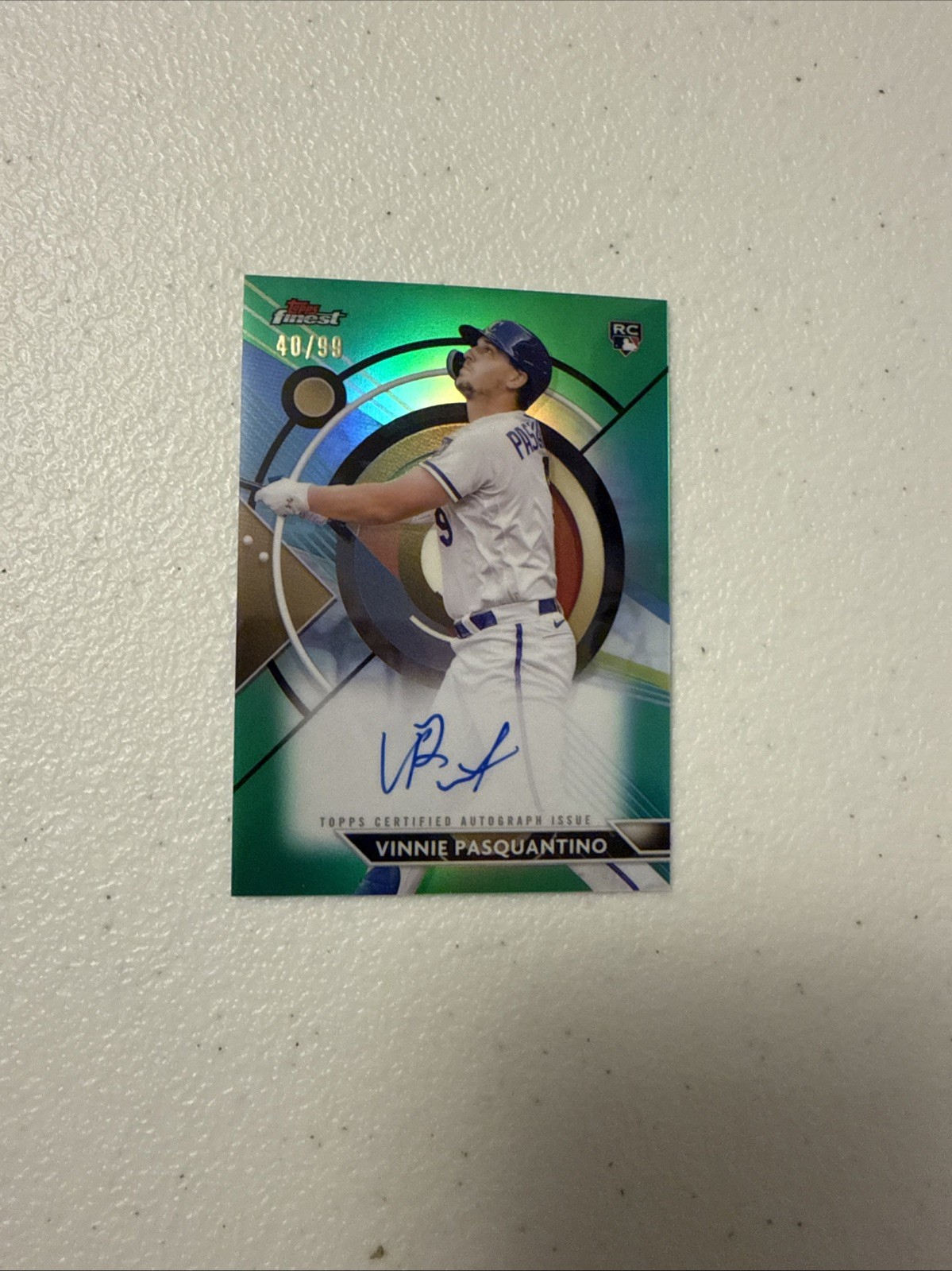 2023 Topps Finest Autographs Vinnie Pasquantino #FA-VP Green Refractor /99