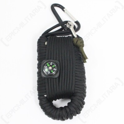 Paracord Survival Kit - schwarz - Kompass - Angelhaken - Pfeife VIEL MEHR
