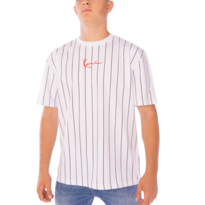 Karl Kani Small Signature Pinstripe Tee T-Shirt Herren Shirt weiß 37302