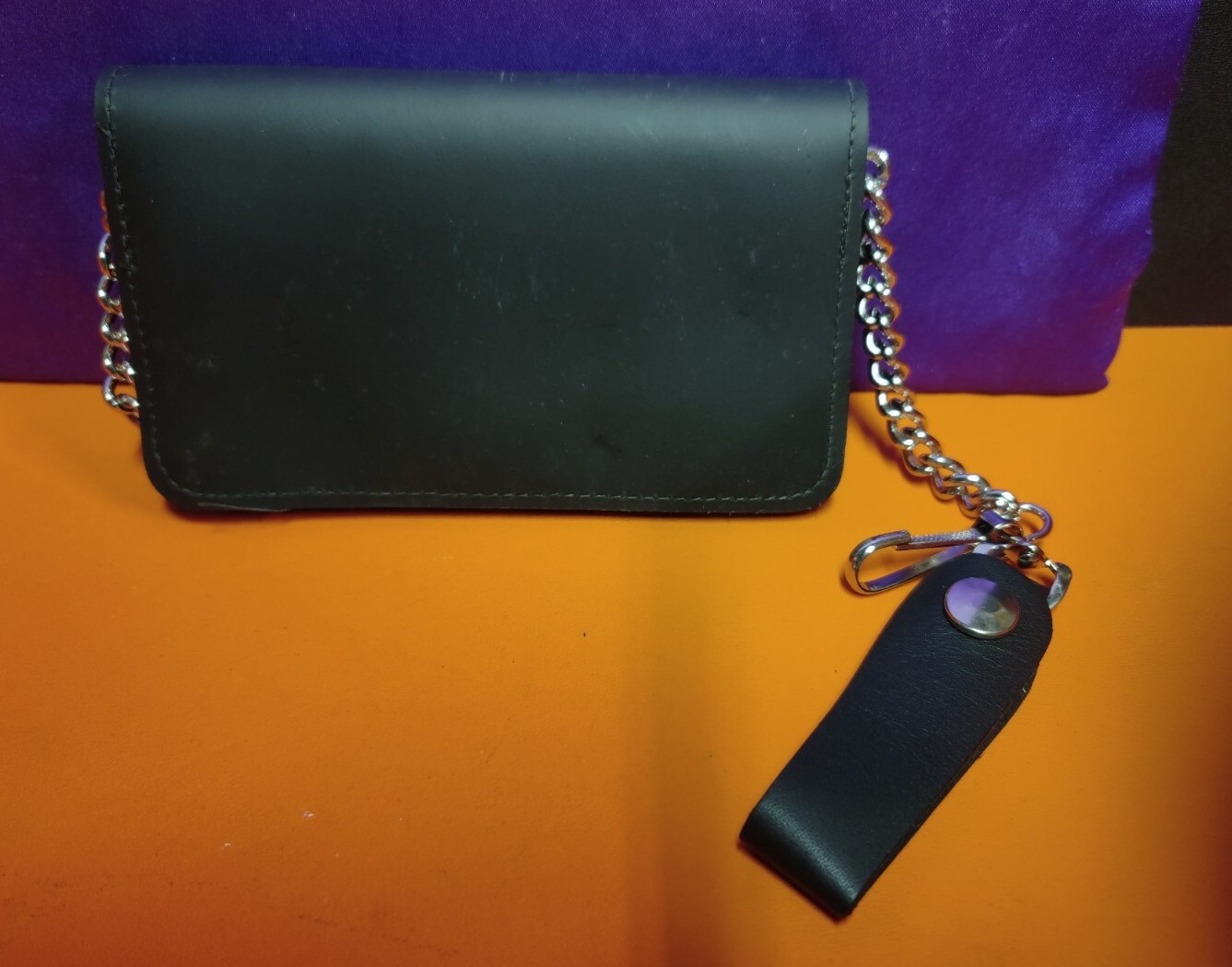 Large Flying Eagle Leather Wallet With Chain Biker