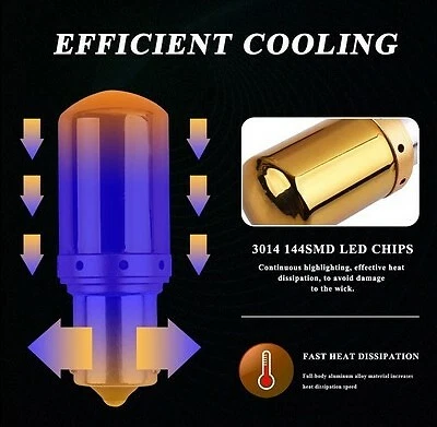 Ampoules LED 145SMD BAU15S PY21W Canbus Chrome Orange Clignotants pour Voiture - Photo 2/2