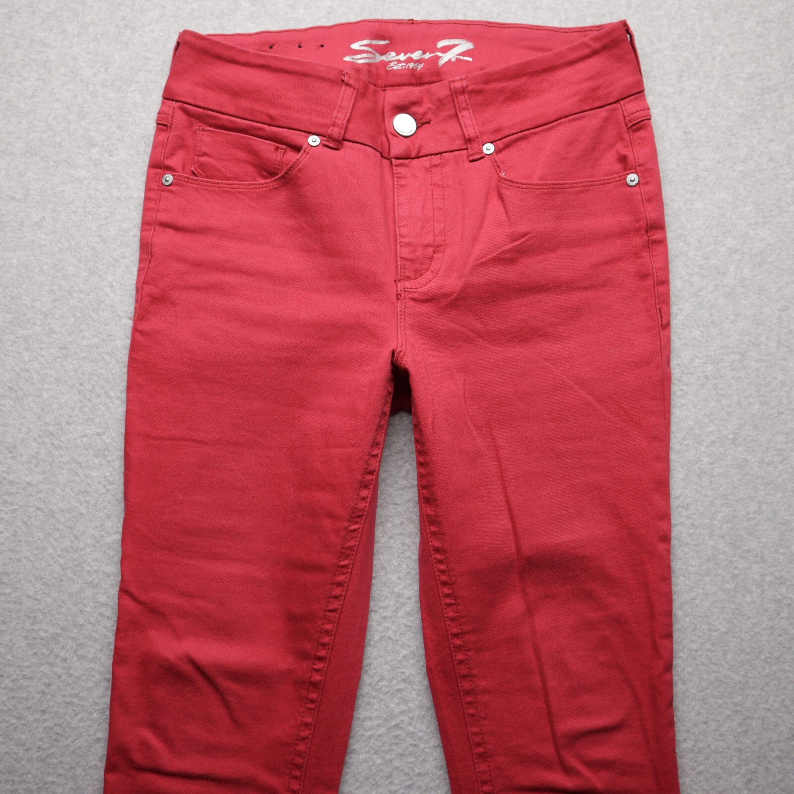 Womens 10 Dark Pink Chili Pepper Red Skinny Mid Rise Tummyle