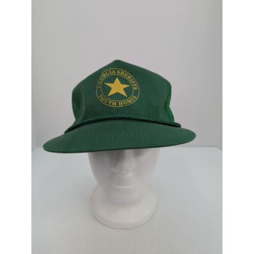 Georgia Sheriffs Youth Homes Men Green Wide Brim Mesh Back Snapback Cap Hat - Picture 2 of 8