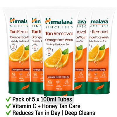 Himalaya Tan Removal Orange Face Wash 100ml x 5 | Brightens & Exfoliates