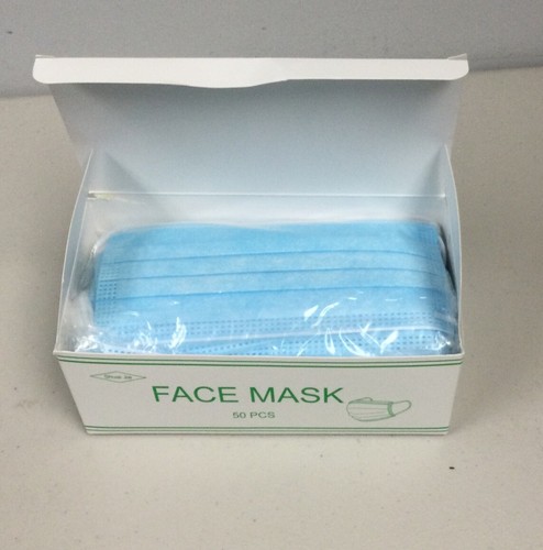 Lot of 50 Mask Disposable Blue Face Masks Medical Surgical Dental 3-Ply Earloop - Picture 4 of 4