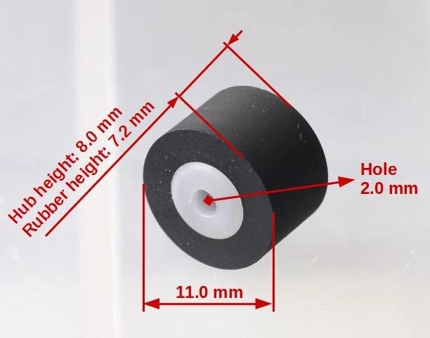 Left -source pinch roller for Nakamichi cassette decks based on Sankyo transport