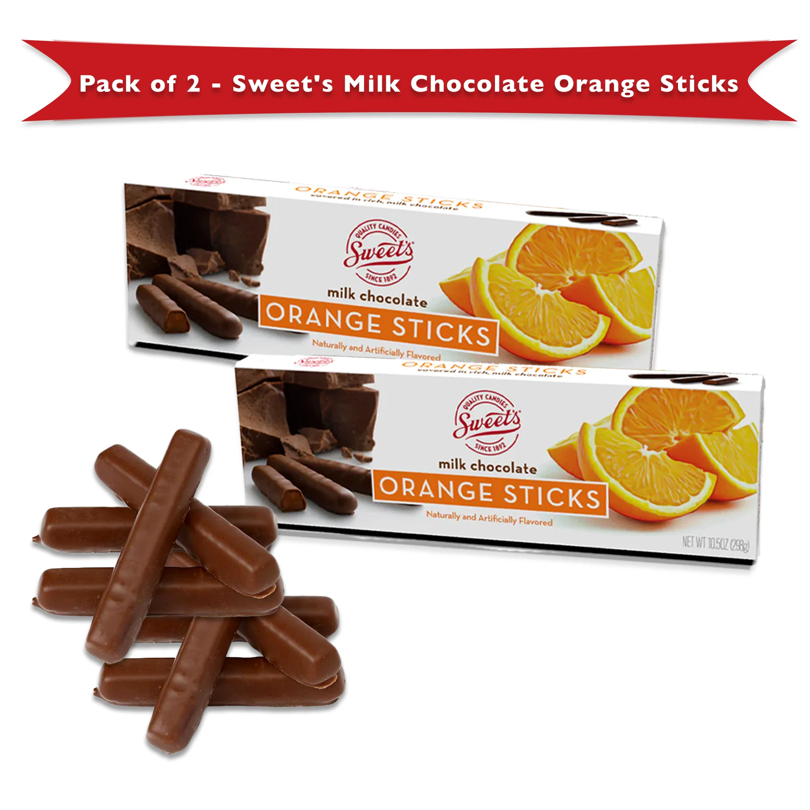 Sweets Candy Milk Chocolate Orange Sticks 2 Pack, Chocolate Orange