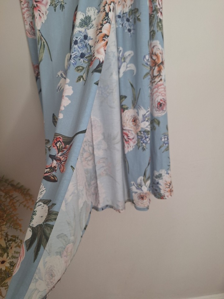 STUNNING! NEW PINK BOUTIQUE BLUE MIX FLORAL WRAP MAXI SKIRT 12 eBay
