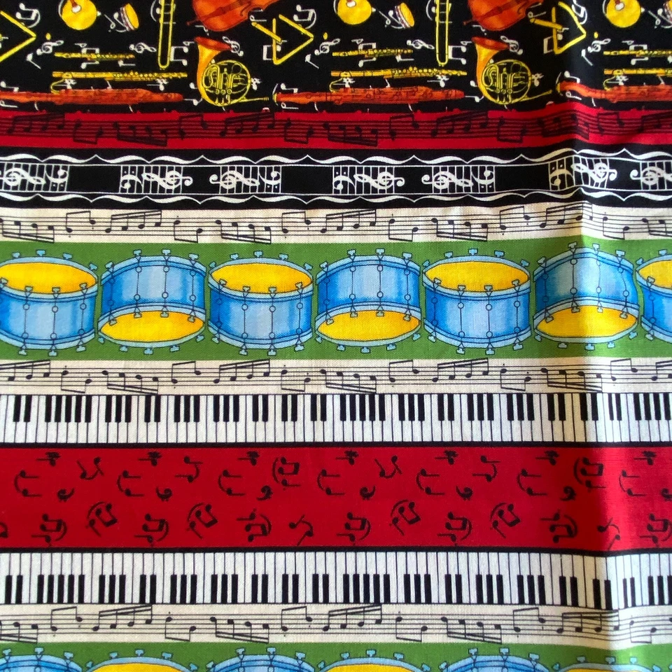 1.9 YD Orchestra Stripe Fabric Novelty Quilting Cotton - Image 2 of 4