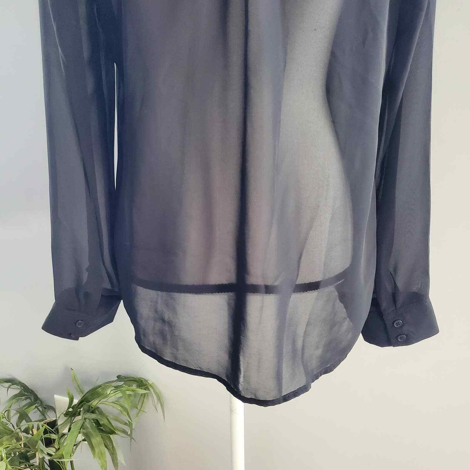 Mossimo Black Sheer Button Down Studded Collar To… - image 5