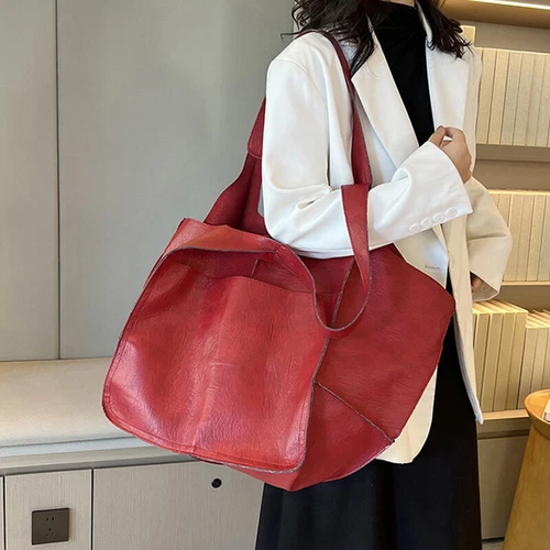 Women Large Capacity Soft Leather Casual Tote Shoulder Bag Retro Shopper Handbag - Picture 16 of 35