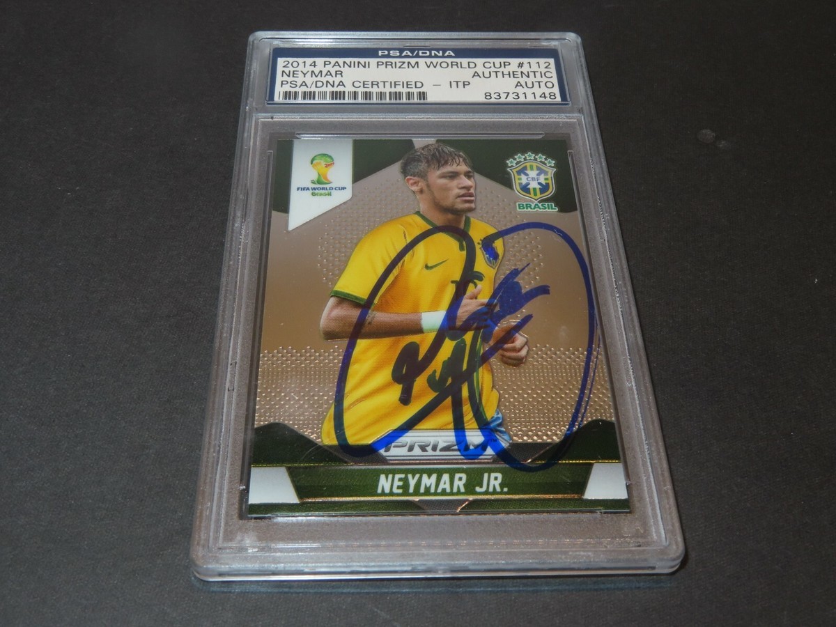 Neymar Signed 2014 Panini Prizm World Cup Card #112 Brasil Auto