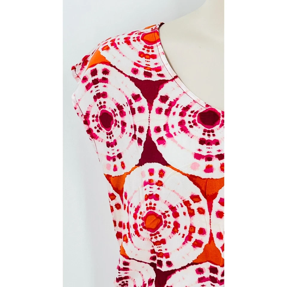 Banana Republic Pink Orange White Tie Dye Day Dress Size Large Swim Cover Up - Image 2 of 4