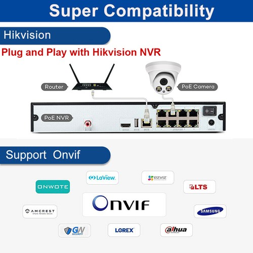 4K ColorVu 8MP Hikvision Compatible Security IP Camera Full Color POE waterproof - Picture 8 of 10