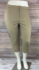 Catherines Capri Pant Modern 2 Way Stretch Plus 28W Tan Zip Fly Elastic Back NEW