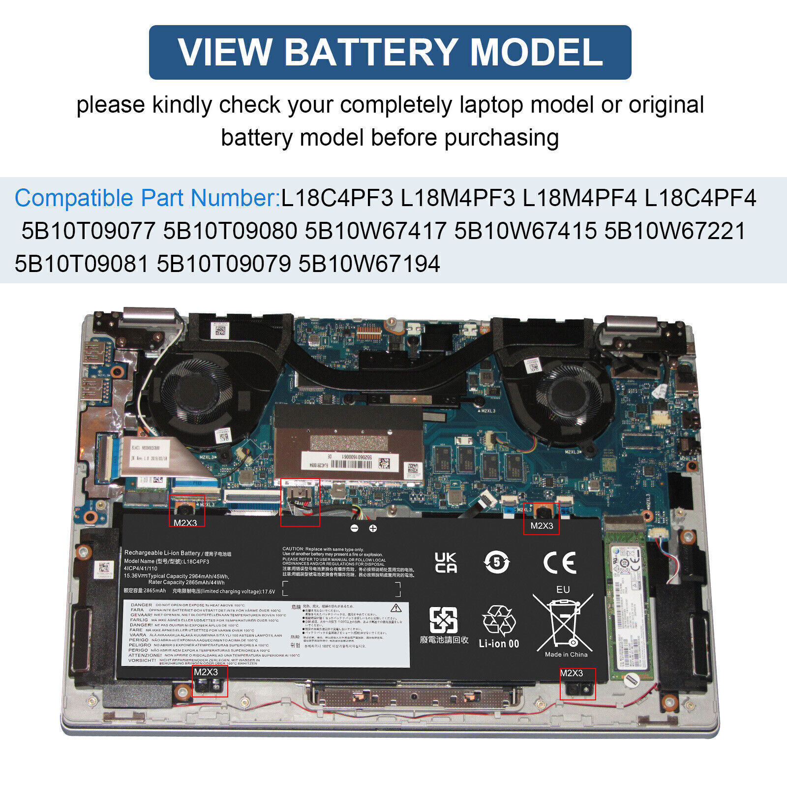 Batterie K KYUER Pour Lenovo IdeaPad S540/C340/Flex - L18M4PF3/L18C4PF3 - 45Wh/2964mAh - 4 Cellules - Compatible Multiple