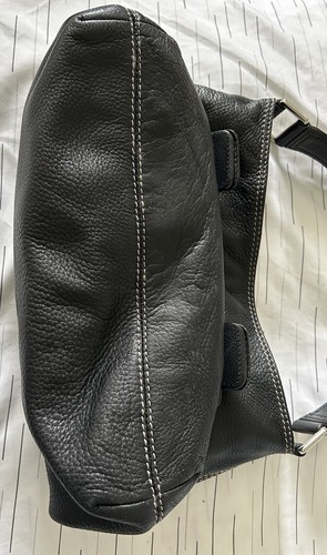 Michael Kors Black Pebbled Leather Shoulder Bag Silver Buckle Front Flap Pocket - Picture 23 of 24