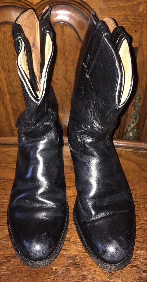 Vintage KNAPP Black Leather Western Cowboy Boots Men’s Size 8.5D