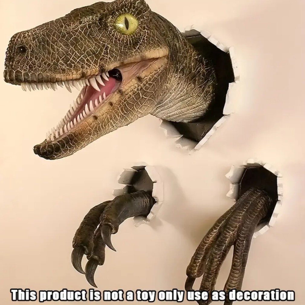 Dinosaur Raptor 3D Wall Decoration Scary And Cool | eBay