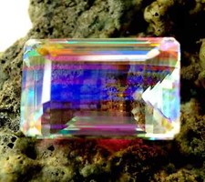 Natural Huge Mystic Topaz 142-145Ct Rainbow Colour EmeraldCut Certified Gemstone