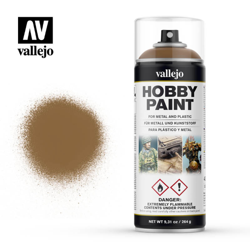Vallejo Hobby Paint Primer Spray Leather Brown 400ml